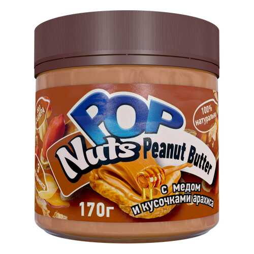 Арахисовая паста POP Nuts Peanut Butter с медом и кусочками арахиса, 170г в Роснефть