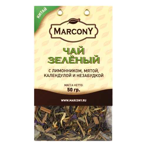 Чай Marcony зеленый с лимонником, мятой, календулой и незабудкой 50 г в Роснефть