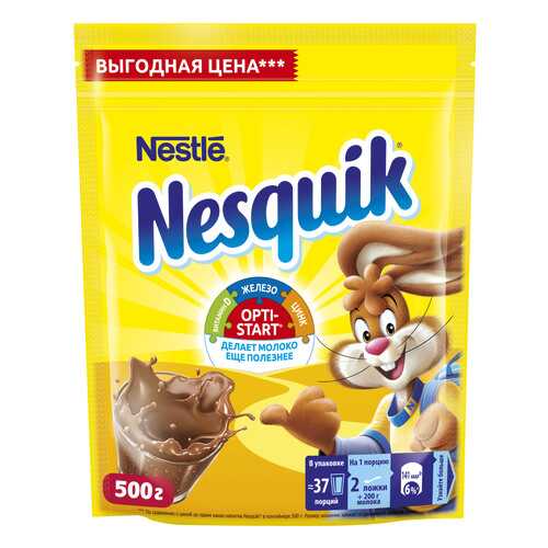 Напиток Nesquik nestle opti-start быстрорастворимый с какао в пакете 500 г в Роснефть