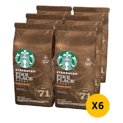 STARBUCKS Medium Pike Place Roast кофе в зернах 6 штук по 200г в Роснефть