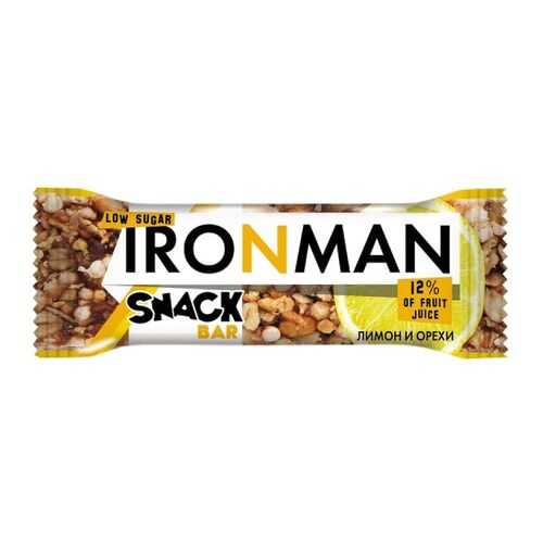 Батончик Snack Bar Ironman лимон, орехи и темная глазурь без сахара 40 г в Роснефть