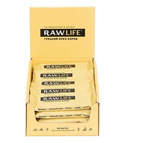 R.A.W. LIFE Орехово-фруктовые батончики 47 г, 20 шт, вкус: грецкий орех-кэроб в Роснефть