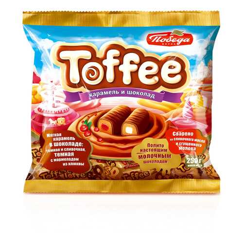 Мягкая карамель Победа Вкуса Toffee в шоколаде 2 вида в Роснефть