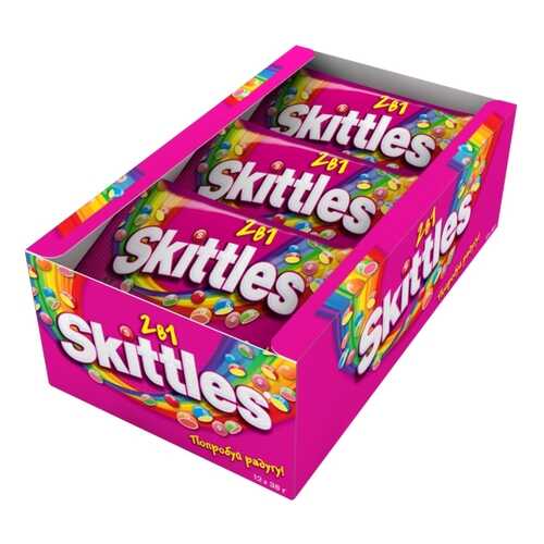 Освежающие конфеты Skittles 2в1 38 г 12 штук в Роснефть