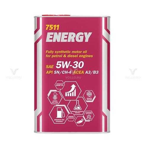 7511 MANNOL ENERGY 5W30 (SL) 1 л. (Metal) Синтетическое моторное масло 5W-30 в Роснефть