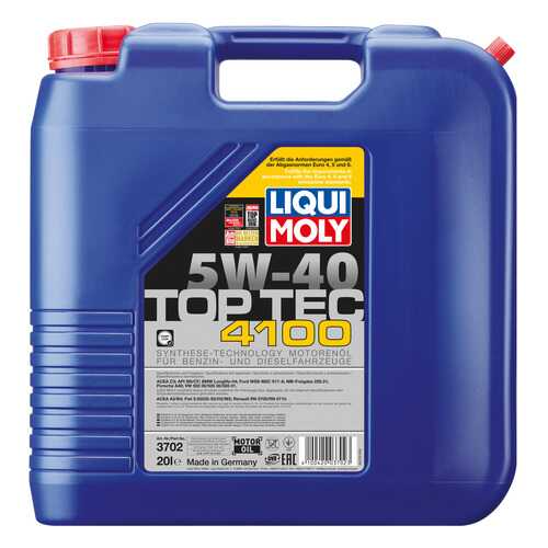 Моторное масло Liqui moly Top Tec 4100 5W-40 20л в Роснефть