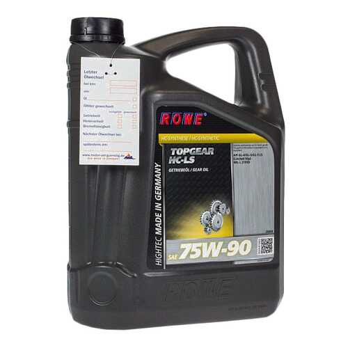 Трансмиссионное масло Rowe HIGHTEC TOPGEAR 75w90 5л 25004-0050-03 в Роснефть